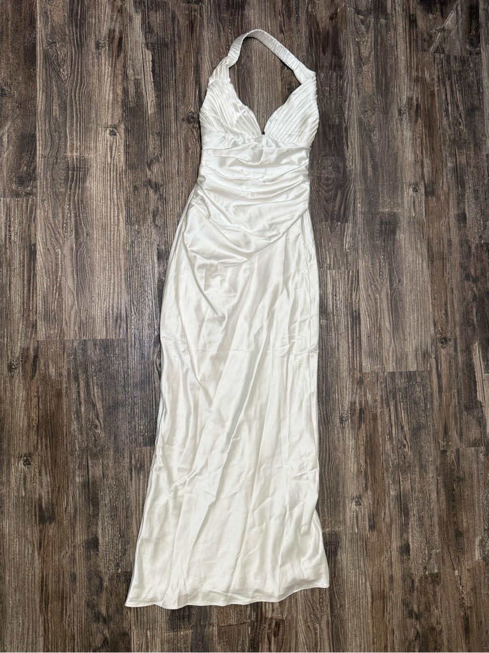 Bride Satin Halter Wedding Dress in White
